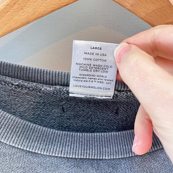 Rare: Harry Potter X Love Your Melon Hufflepuff Sweatshirt Grey L Cotton Polyest - Picture 3 of 7